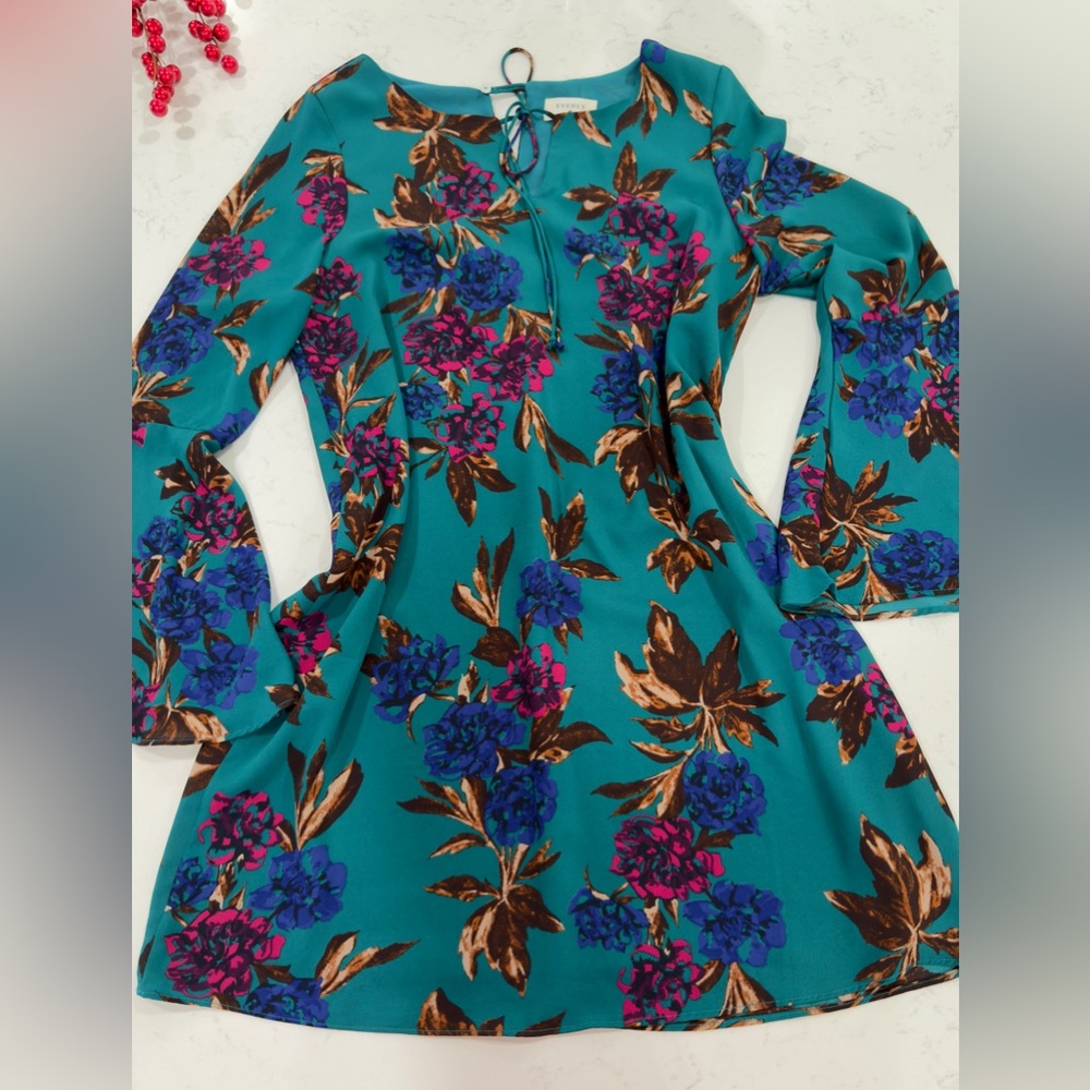 Everly Teal Floral Kids Dress